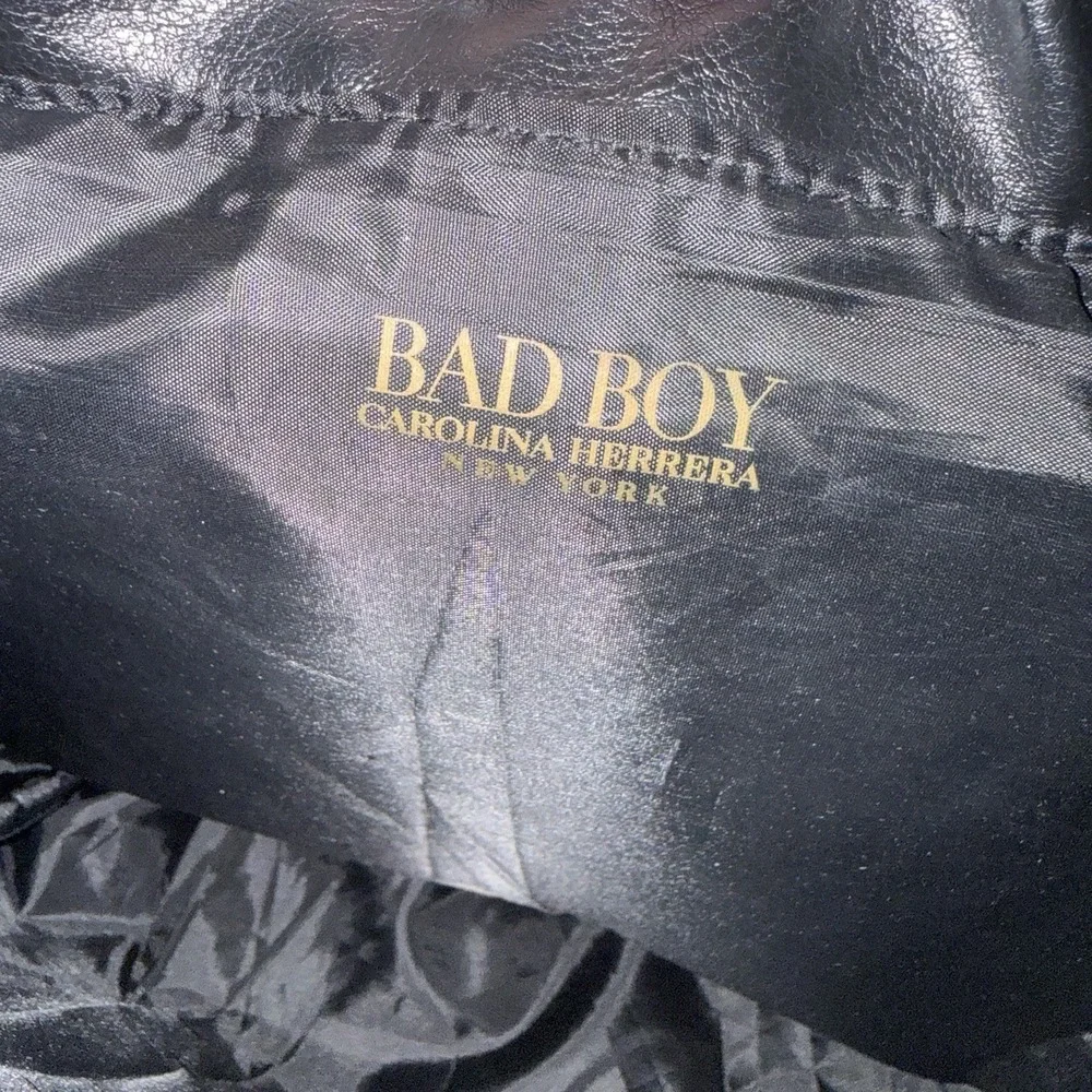 Bad Boy Carolina Herrera New York Black Faux Leather Bucket Backpack Purse Bag